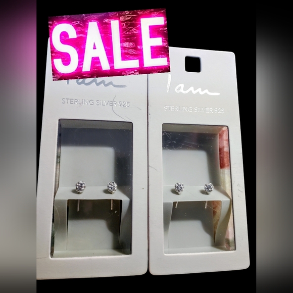 I AM Jewelry - *💎(2)SET STERLING SILVER OF CRYSTAL/RHINESTONE BALLS EARINGS  (925)💎*